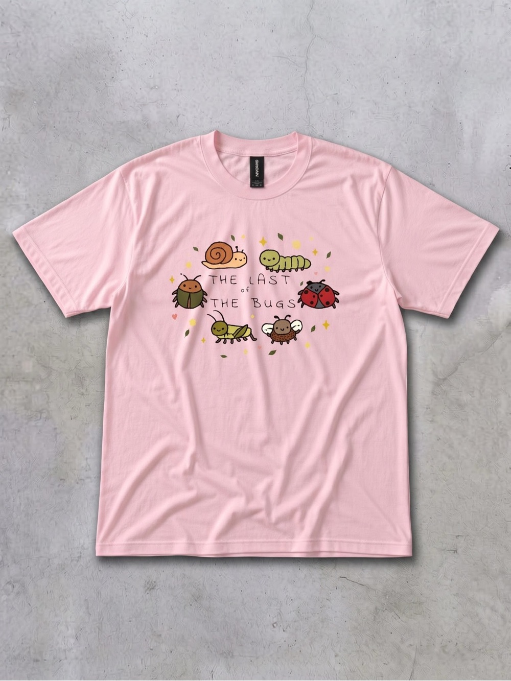Cute Bugs & Insects Cottagecore Graphic Tee - Gildan Light Pink T-Shirt